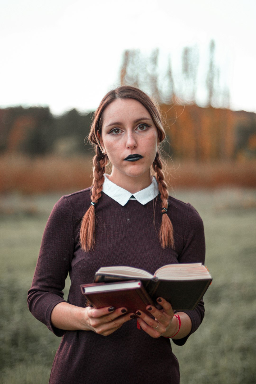surprised reader with book